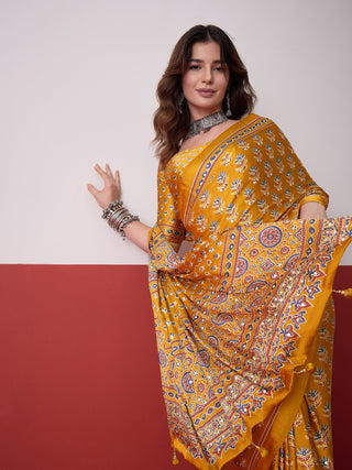 Ojasvi Mirror Work Semi Modal Saree for Wedding & Party Wear ClothsVilla