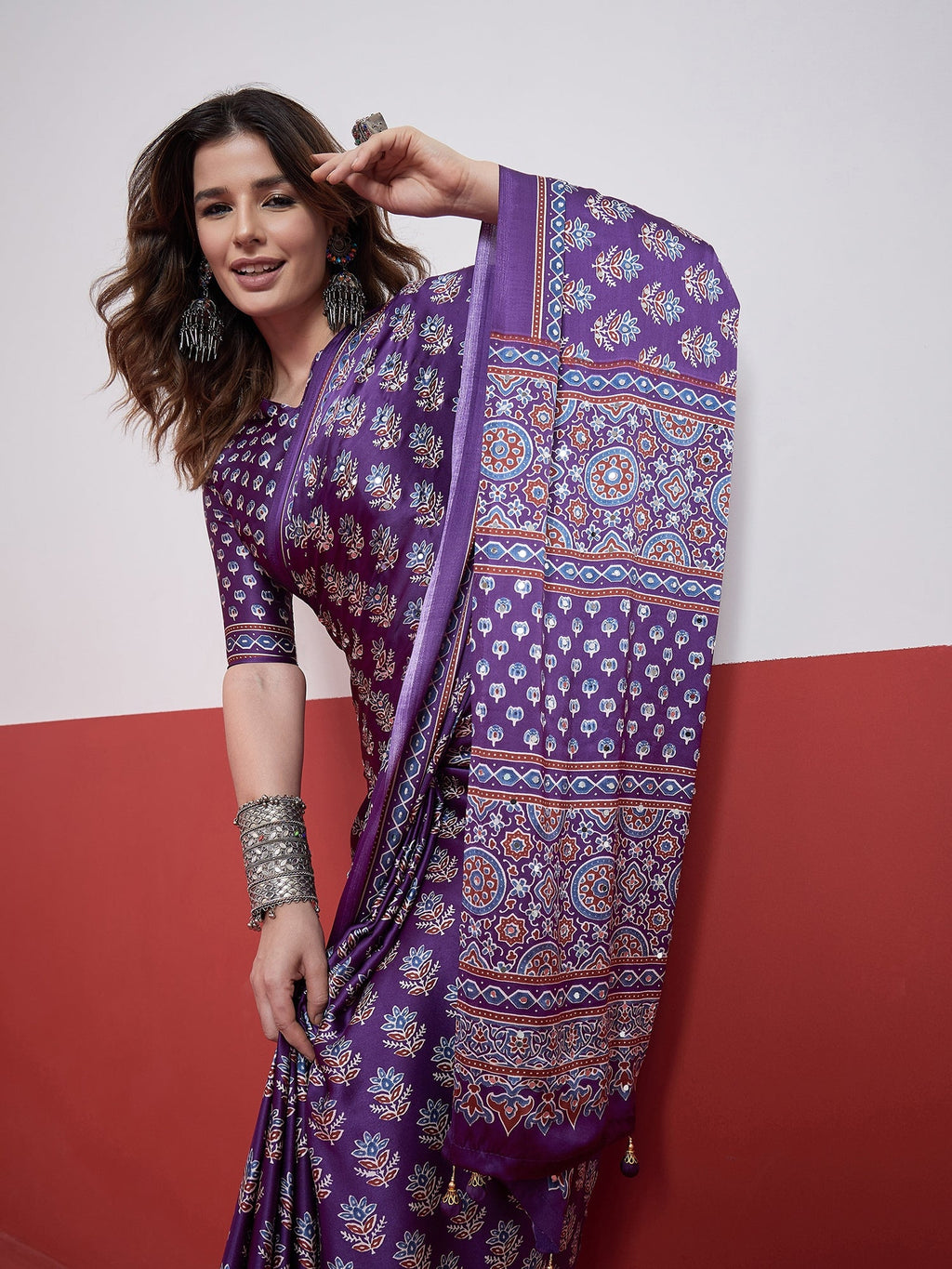 Ojasvi Mirror Work Semi Modal Saree for Wedding & Party Wear ClothsVilla