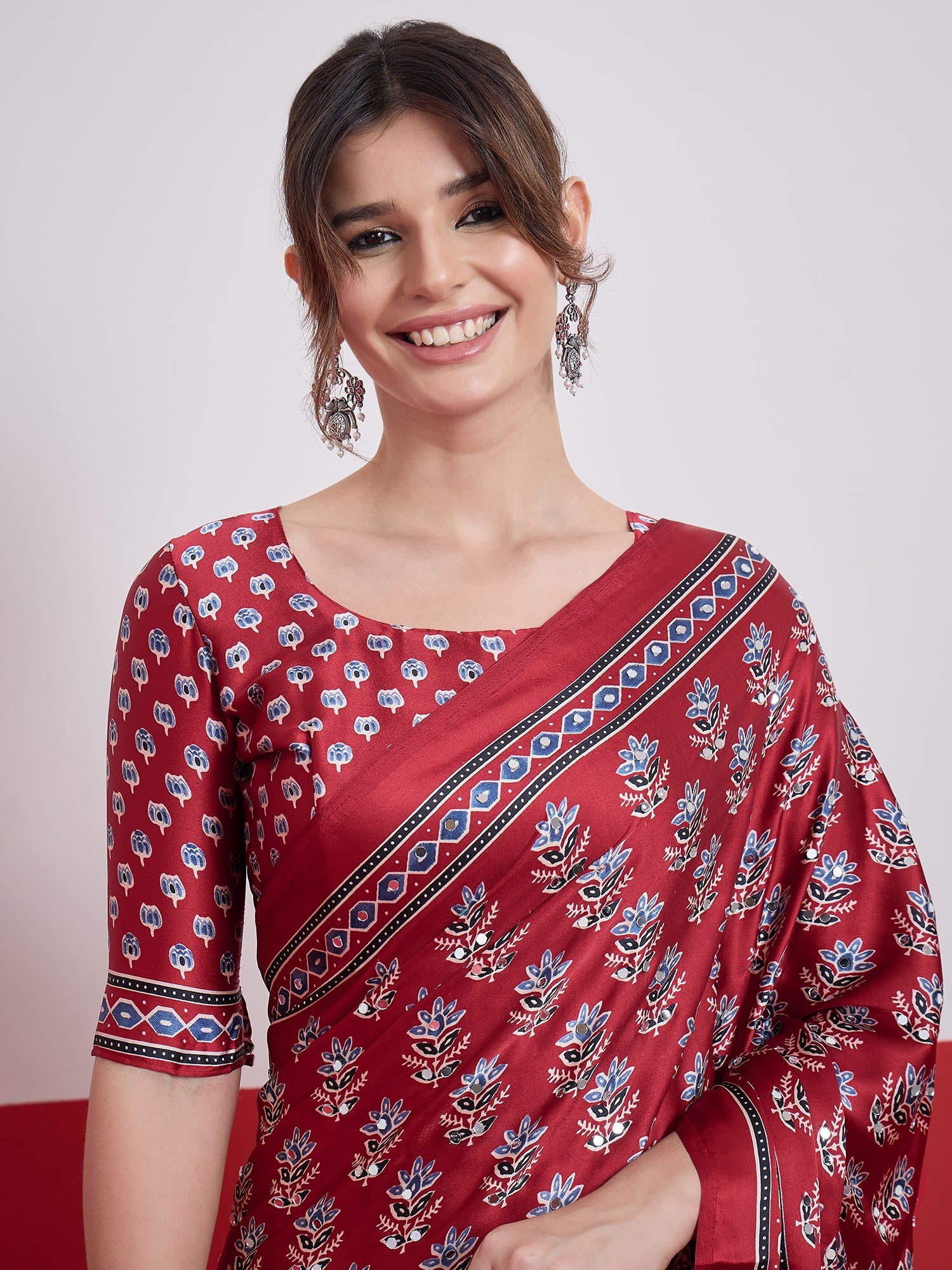 Ojasvi Mirror Work Semi Modal Saree for Wedding & Party Wear ClothsVilla