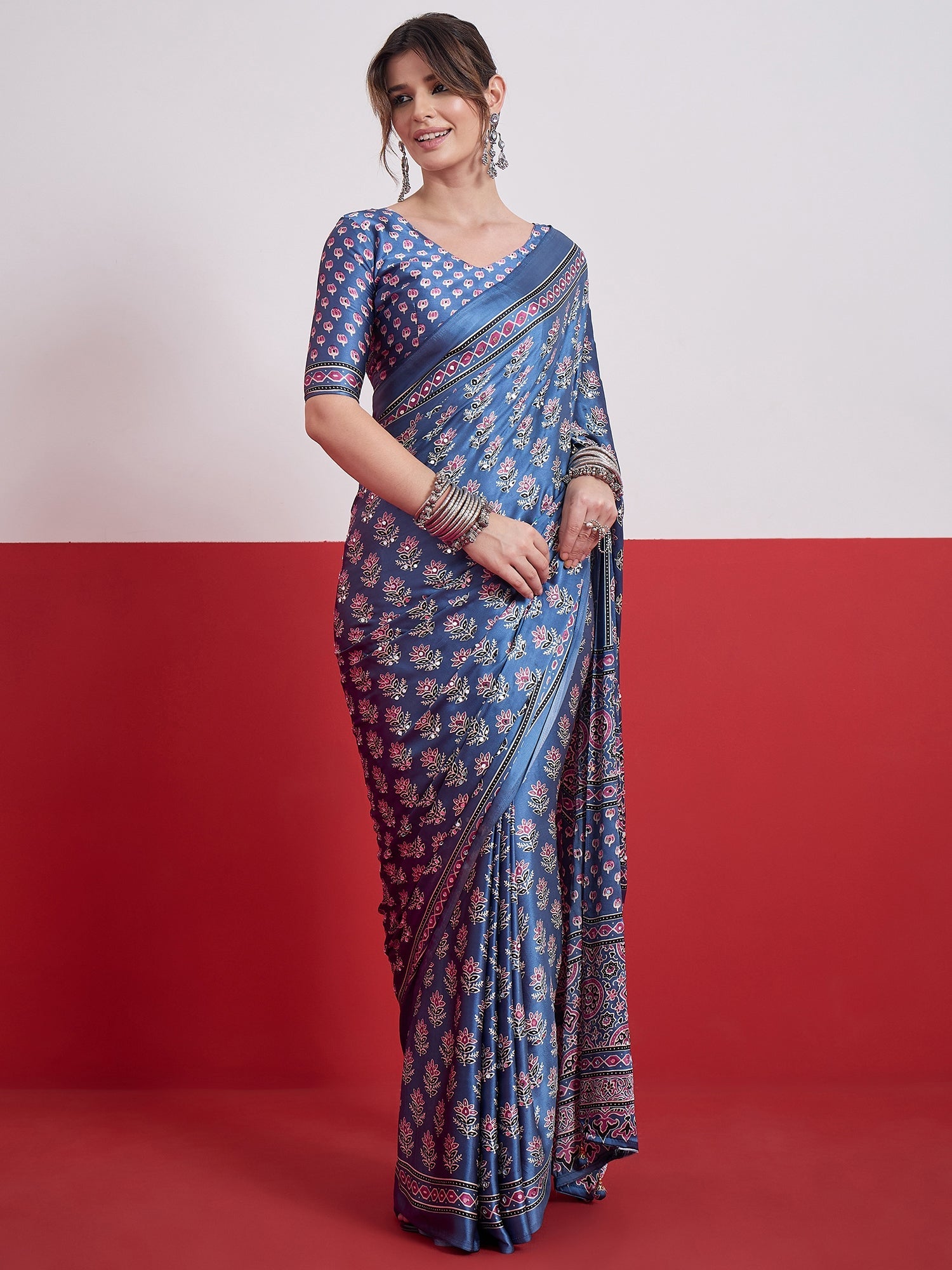 Ojasvi Mirror Work Semi Modal Saree for Wedding & Party Wear ClothsVilla