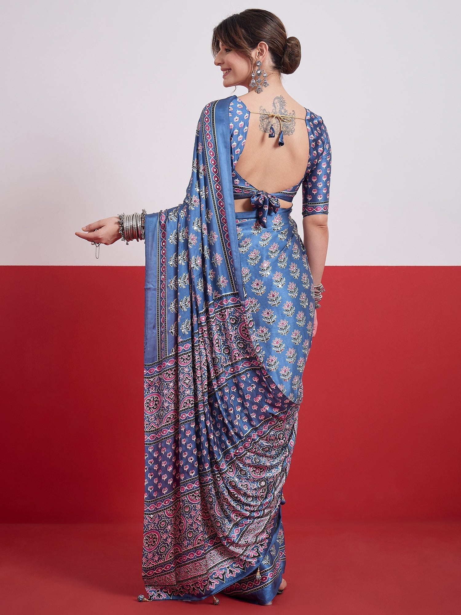 Ojasvi Mirror Work Semi Modal Saree for Wedding & Party Wear ClothsVilla