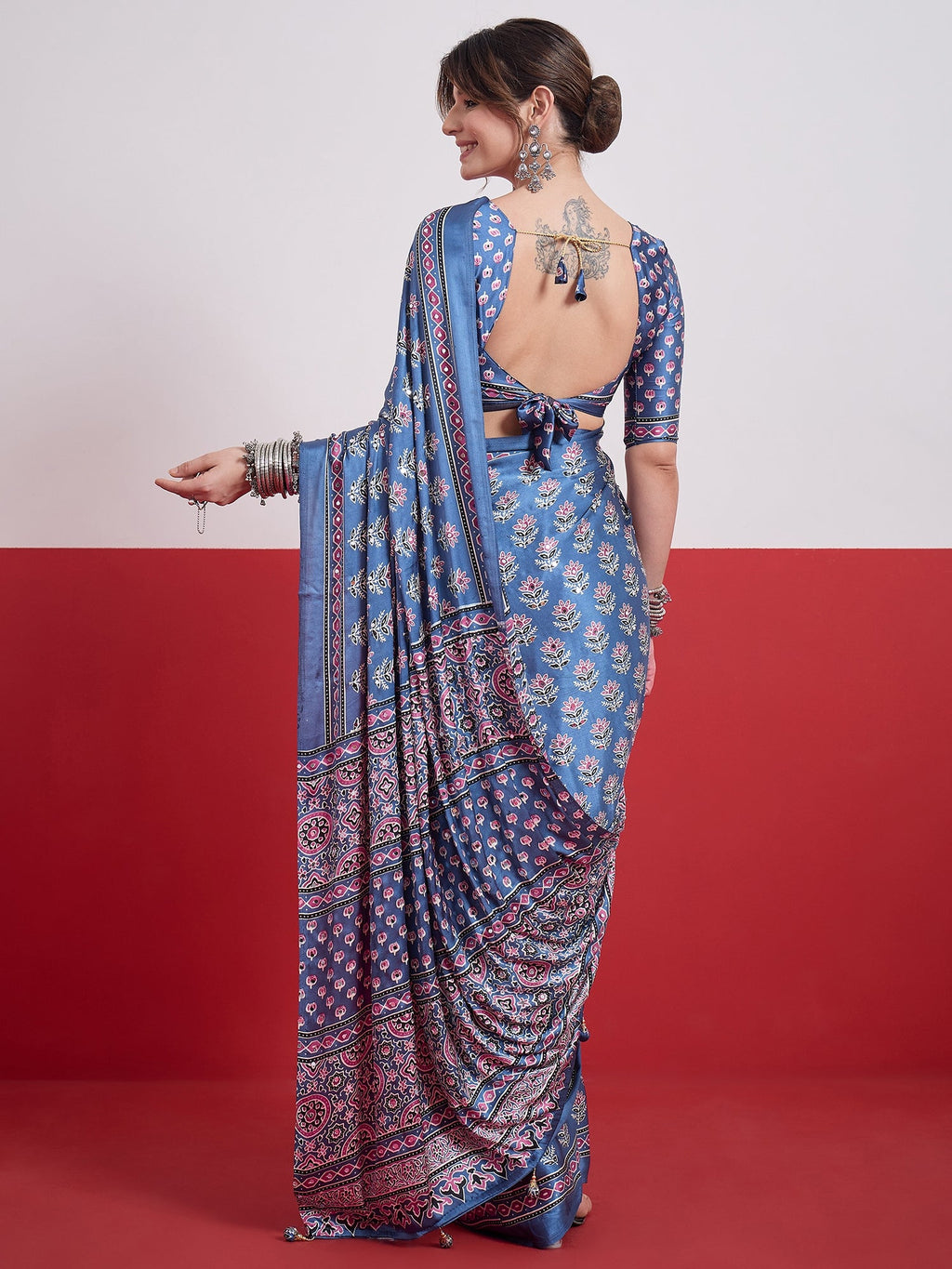 Ojasvi Mirror Work Semi Modal Saree for Wedding & Party Wear ClothsVilla