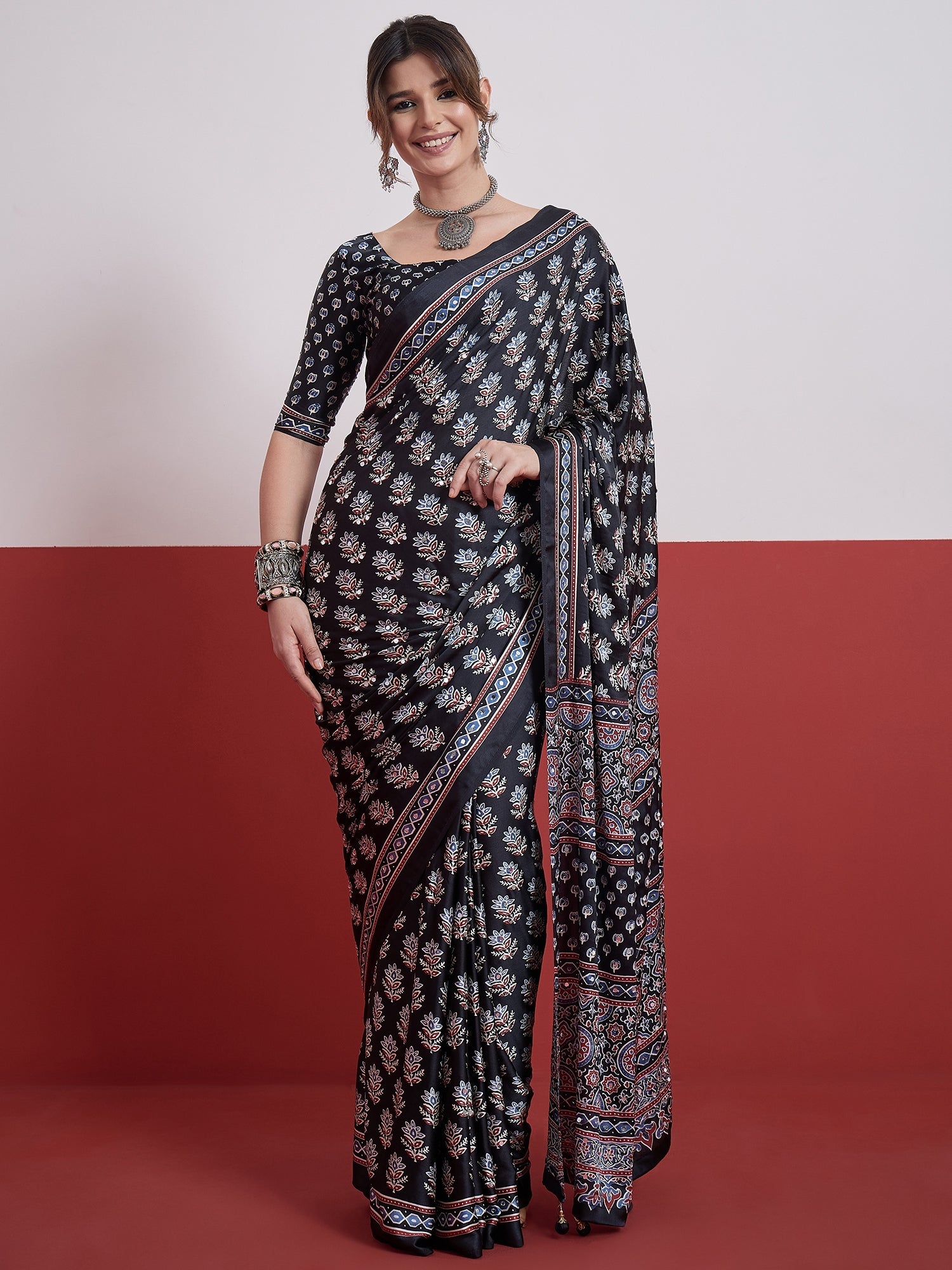 Ojasvi Mirror Work Semi Modal Saree for Wedding & Party Wear ClothsVilla