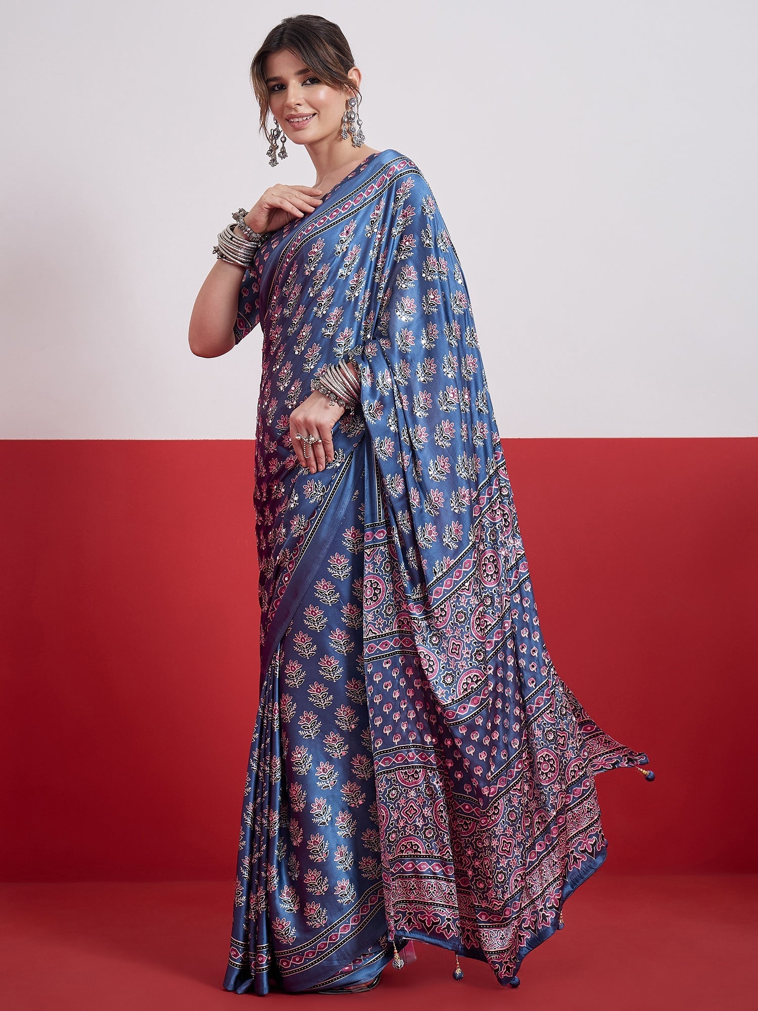 Ojasvi Mirror Work Semi Modal Saree for Wedding & Party Wear ClothsVilla