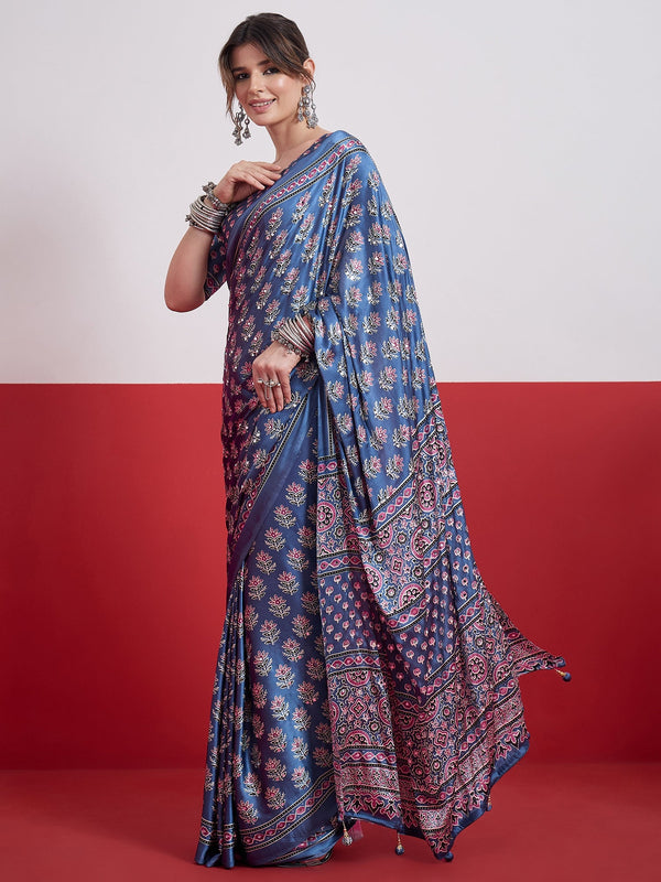 Ojasvi Mirror Work Semi Modal Saree for Wedding & Party Wear ClothsVilla