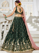 Load image into Gallery viewer, Olive Elegant Chiffon Embroidered Lehenga Set with Dupatta &amp; Blouse ClothsVilla