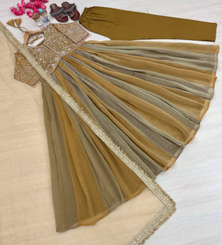 Olive Embroidered Beads Work Gown ClothsVilla