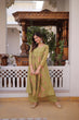 Load image into Gallery viewer, Olive Green Chanderi Kurti Pant Set Clothsvilla
