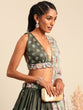 Load image into Gallery viewer, Olive Green Chinon Lehenga Choli Set with Sequin Embroidery &amp; Organza Dupatta ClothsVilla