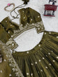 Load image into Gallery viewer, Olive Green Designer Jimi Choo Lehenga Choli Set with Heavy 3mm &amp; 9mm Sequin Embroidery – With Dupatta ClothsVilla