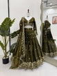 Load image into Gallery viewer, Olive Green Designer Jimi Choo Lehenga Choli Set with Heavy 3mm &amp; 9mm Sequin Embroidery – With Dupatta ClothsVilla