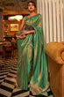 Load image into Gallery viewer, Olive Green Elegant Festive Blended Silk Kanjivaram Saree ClothsVilla