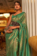 Load image into Gallery viewer, Olive Green Elegant Festive Blended Silk Kanjivaram Saree ClothsVilla