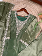 Load image into Gallery viewer, Olive Green Elegant Gold Coin Top &amp; Maska Cotton Bottom Set with Sequins &amp; Thread Embroidery – Stitched Top with Matching Dupatta ClothsVilla