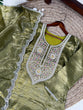 Load image into Gallery viewer, Olive Green Elegant Gold Crush Embroidered Suit Set ClothsVilla