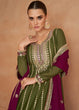 Load image into Gallery viewer, Olive Green Embroidered Chinon Suit Set with Dupatta ClothsVilla