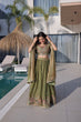 Load image into Gallery viewer, Olive Green Fendi Silk Lehenga Choli ClothsVilla