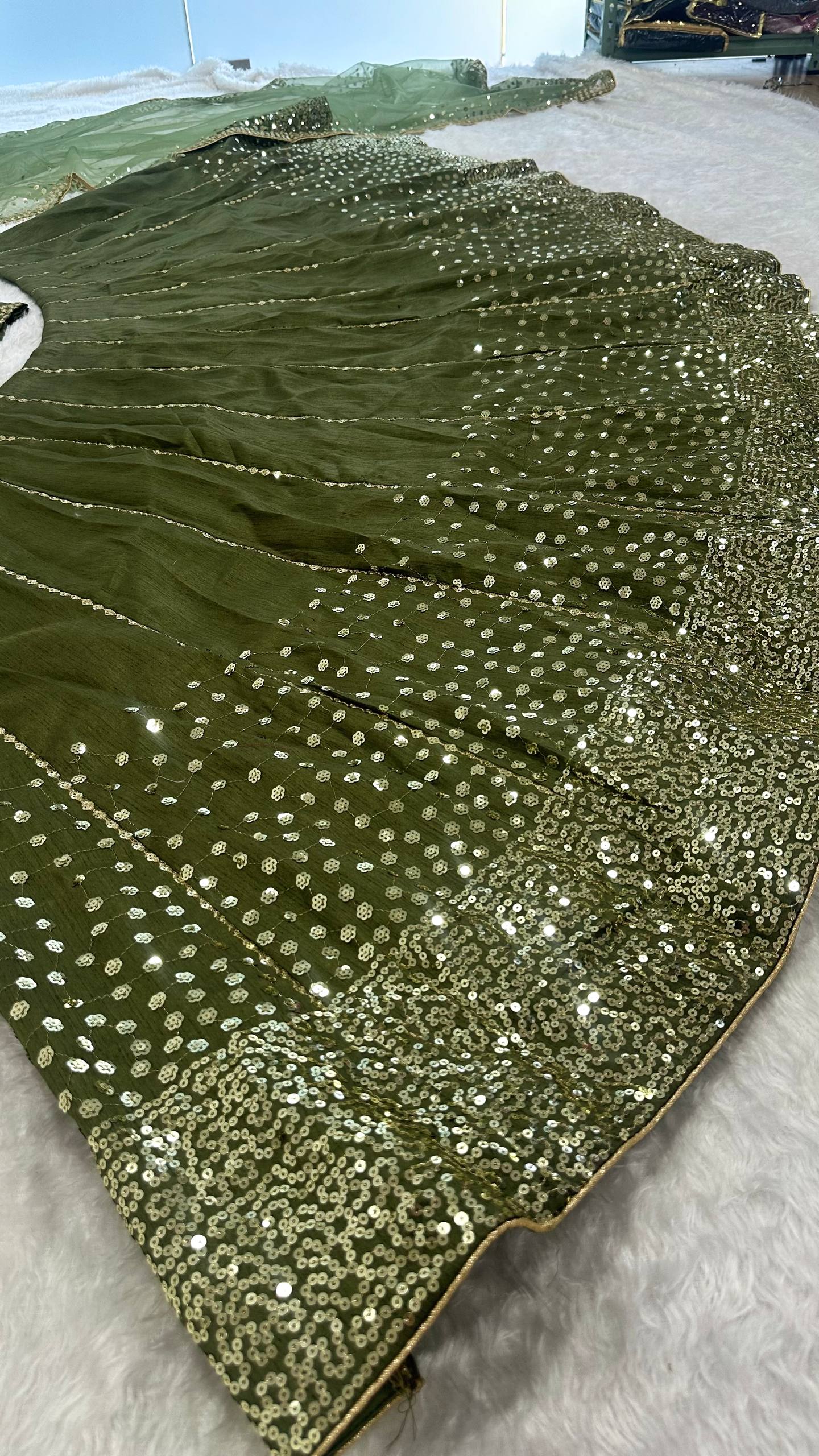 Olive Green Heavy Silk Lehenga Choli