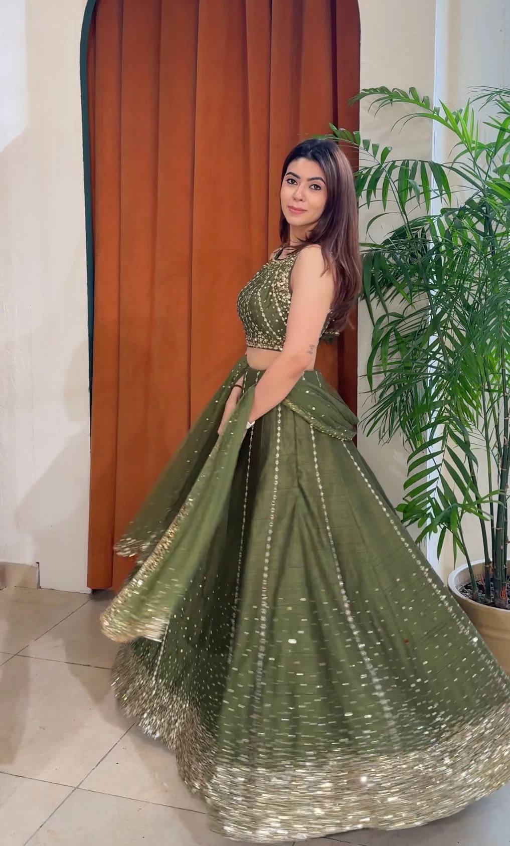 Olive Green Heavy Silk Lehenga Choli