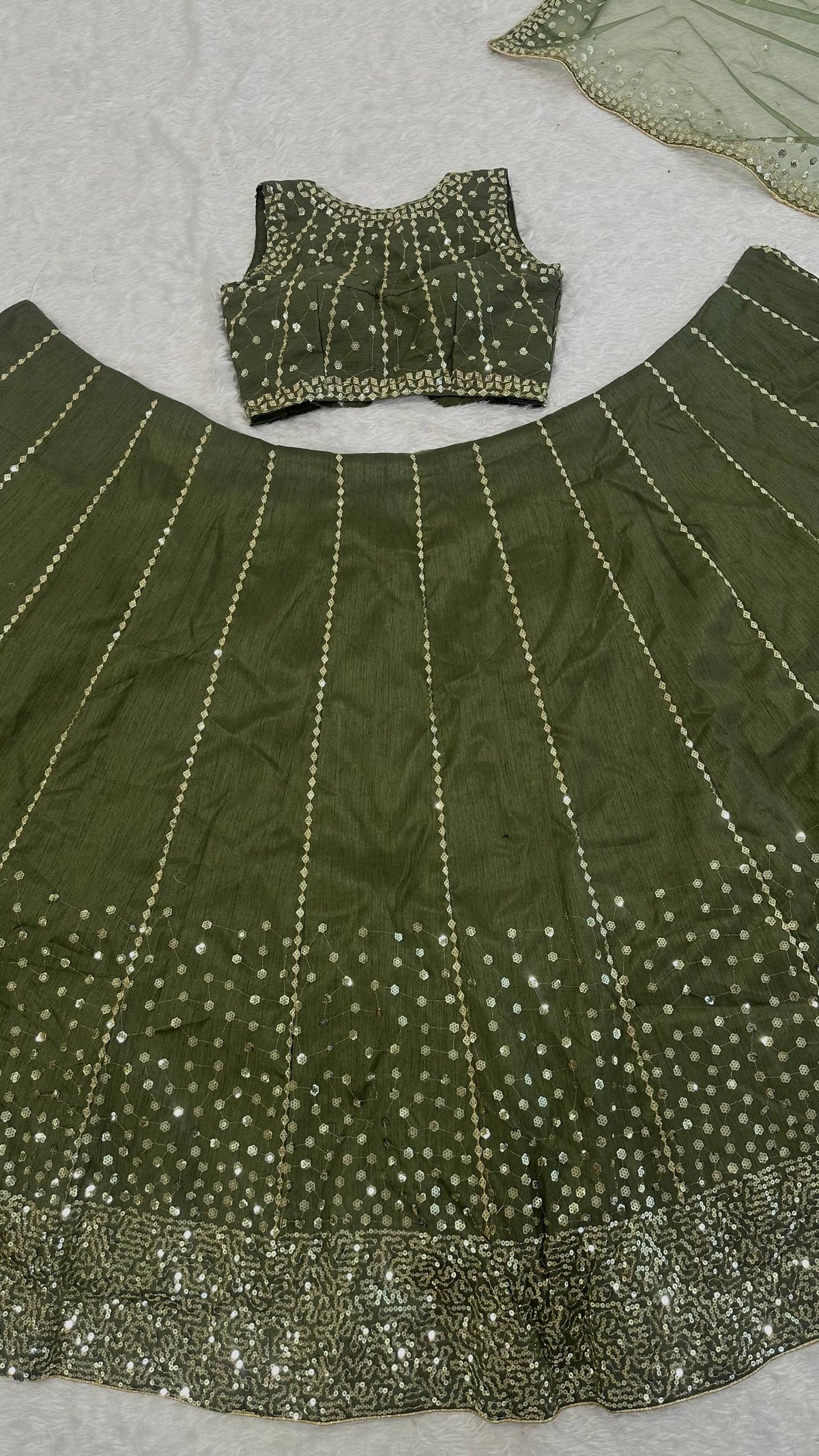 Olive Green Heavy Silk Lehenga Choli