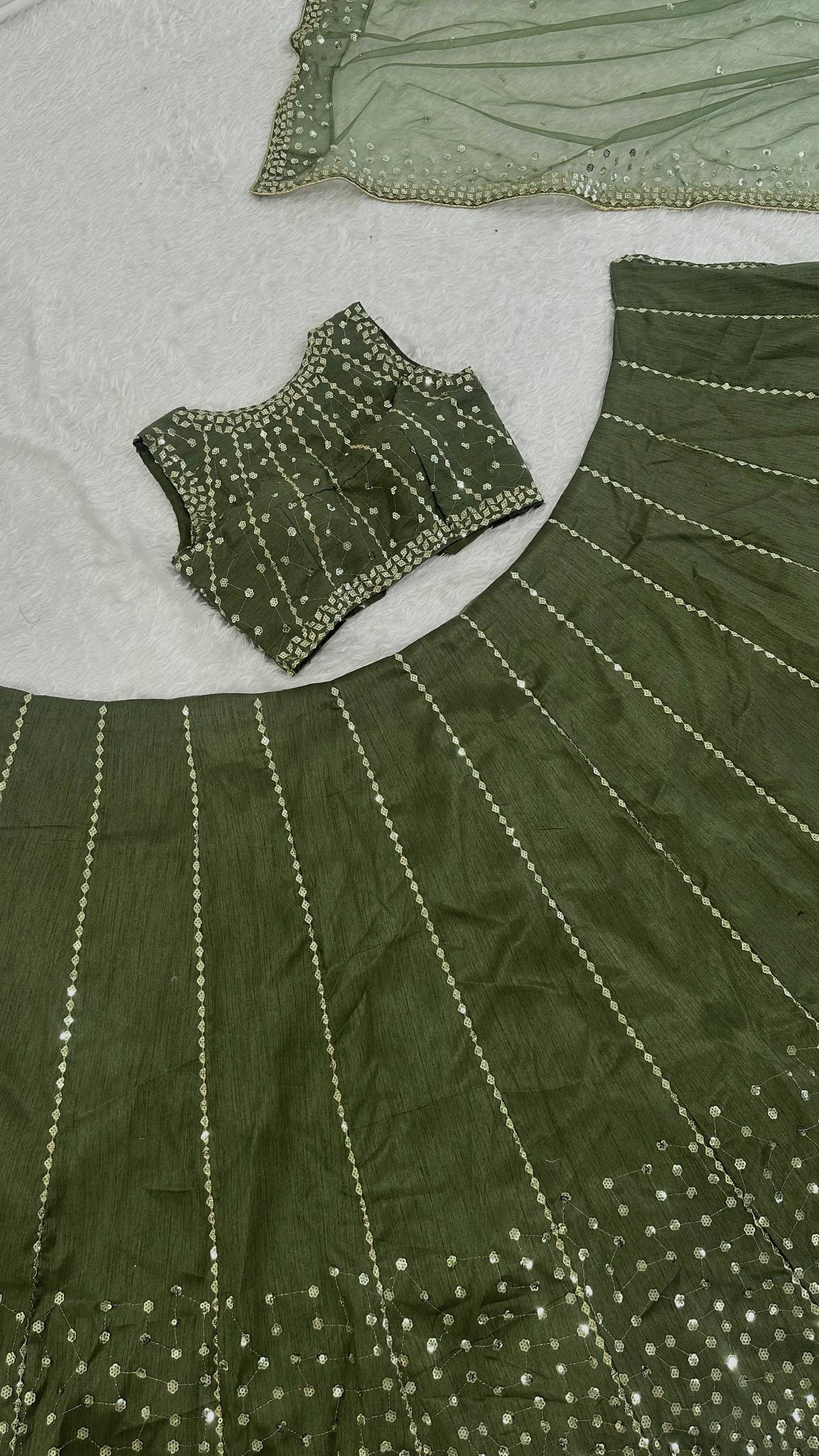Olive Green Heavy Silk Lehenga Choli