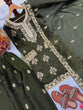 Load image into Gallery viewer, Olive Green Pure Silk Heavy Embroidered Kurta Palazzo Set with Dupatta ClothsVilla