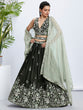 Load image into Gallery viewer, Olive Green Sequinned Lehenga Choli Set with Embroidered Dupatta ClothsVilla