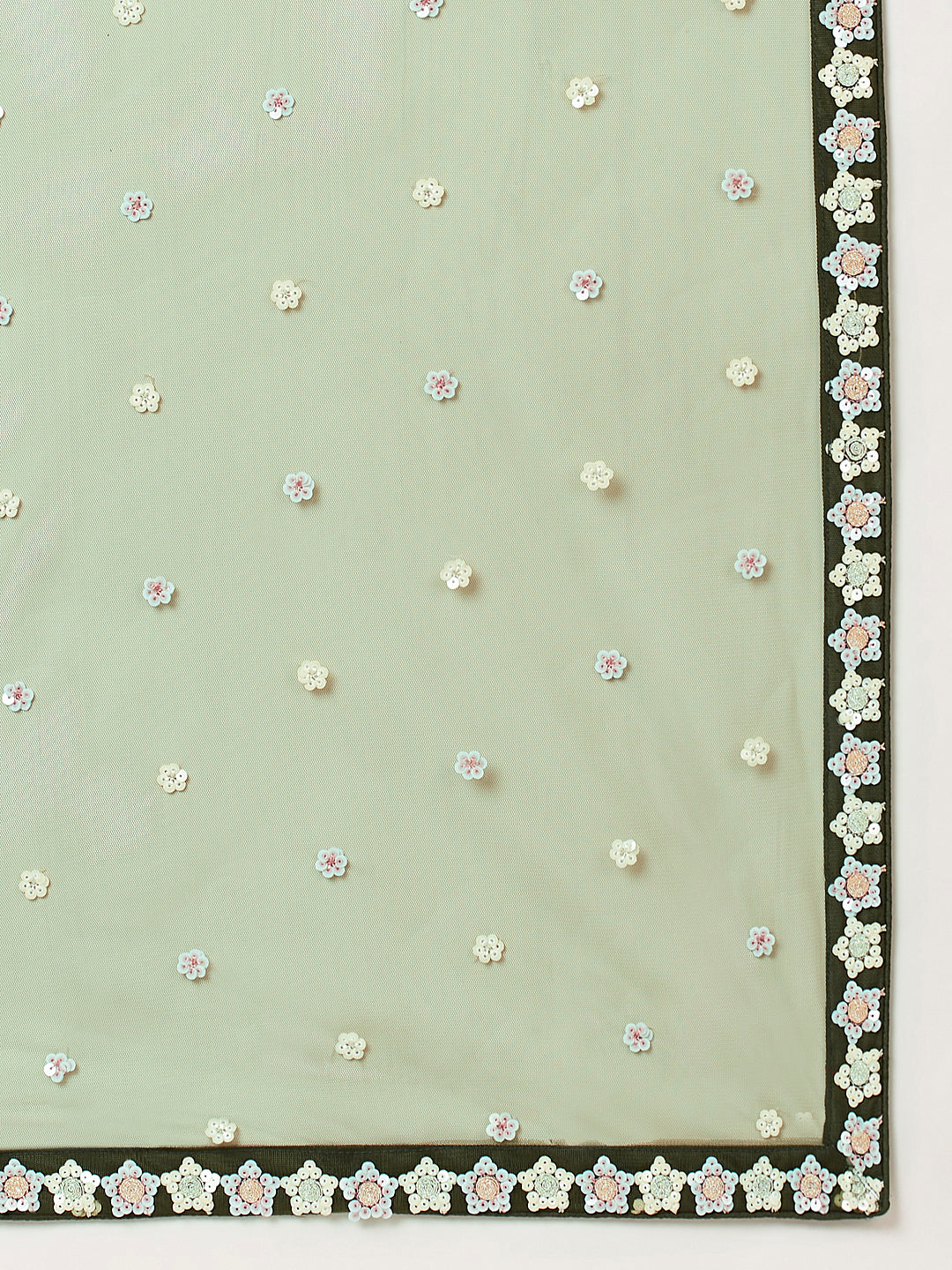 Olive Net heavy Sequinse embroidery Semi-Stitched Lehenga choli & Dupatta Clothsvilla