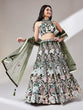 Load image into Gallery viewer, Olive Net Sequinse Work Semi-Stitched Lehenga &amp; Unstitched Blouse with Dupatta ClothsVilla