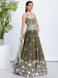 Load image into Gallery viewer, Olive Sequin &amp; Threadwork Lehenga Choli Set ClothsVilla