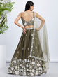 Load image into Gallery viewer, Olive Sequin &amp; Threadwork Lehenga Choli Set ClothsVilla