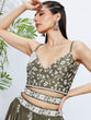 Load image into Gallery viewer, Olive Sequin &amp; Threadwork Lehenga Choli Set ClothsVilla