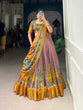 Load image into Gallery viewer, Onion Anusha Kalamkari Dola Silk Lehenga Set with Zari Weaving Border