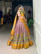 Load image into Gallery viewer, Onion Anusha Kalamkari Dola Silk Lehenga Set with Zari Weaving Border