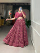 Load image into Gallery viewer, Onion Color Crushed Georgette Lehenga Choli Set with Sequin Embroidery ClothsVilla