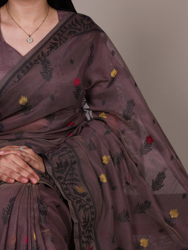 Onion Elegant Poly Cotton Thread-Weaving Saree with Matching Unstitched Blouse – Lightweight Traditional Daily & Festive Wear ClothsVilla