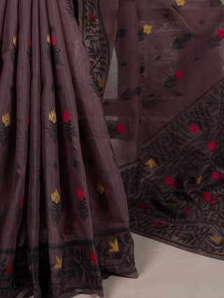 Onion Elegant Poly Cotton Thread-Weaving Saree with Matching Unstitched Blouse – Lightweight Traditional Daily & Festive Wear ClothsVilla