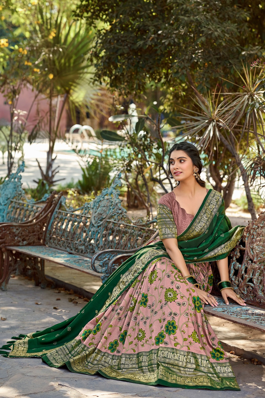 Onion Kalamkari Tussar Silk Lehenga Choli Set ClothsVilla