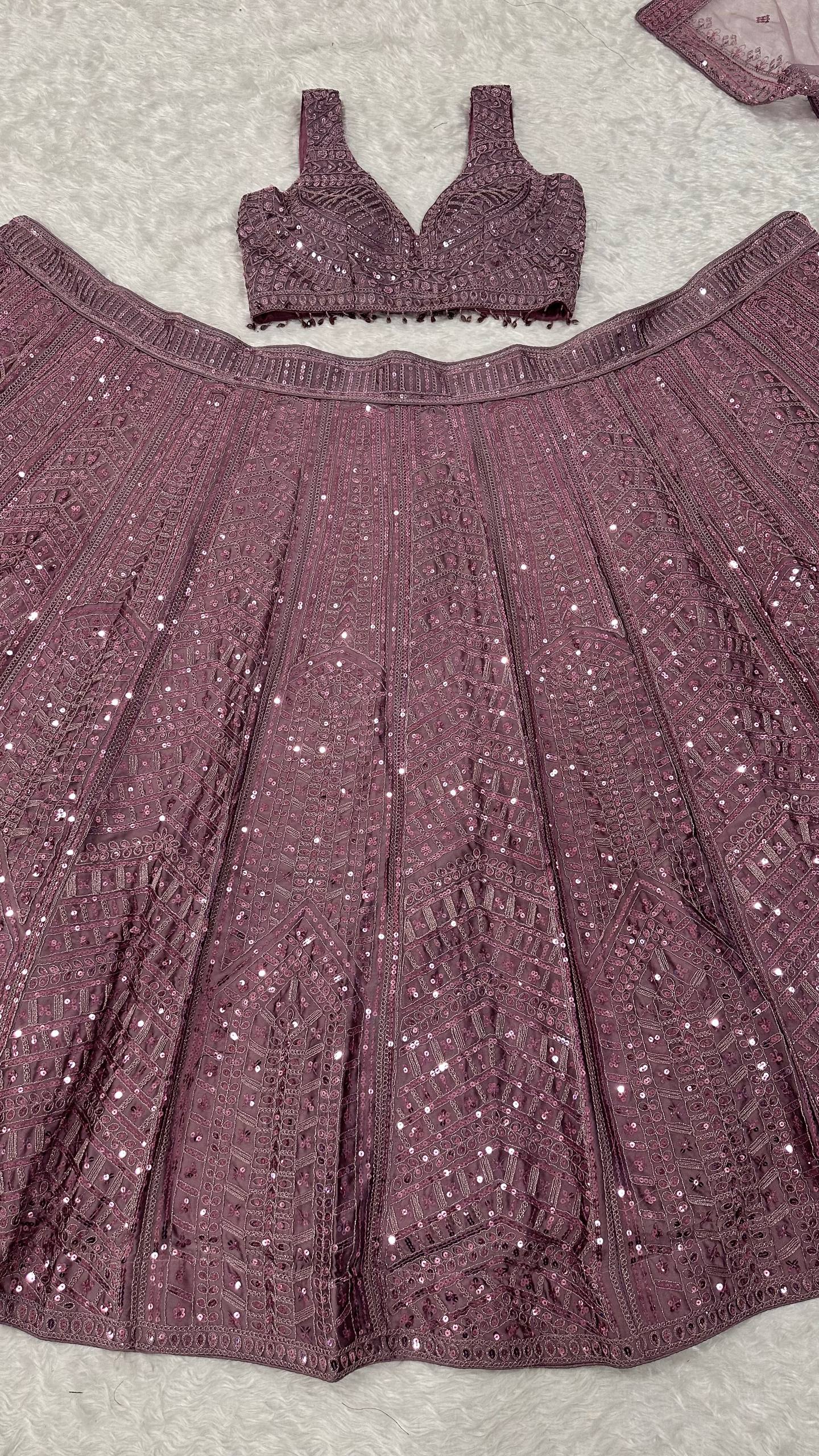 Onion Kasturi Silk Embroidered Lehenga Set ClothsVilla
