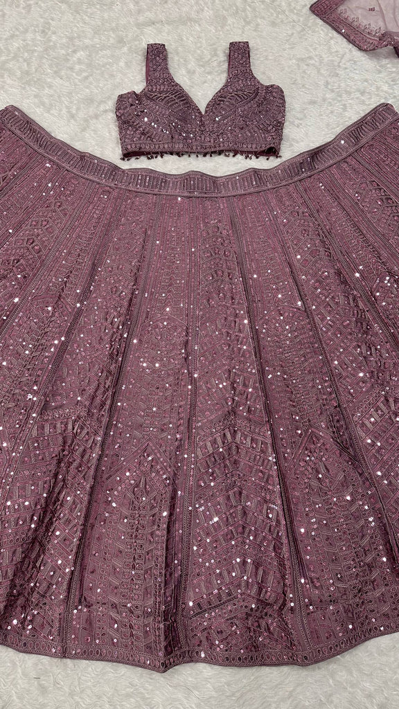 Onion Kasturi Silk Embroidered Lehenga Set ClothsVilla