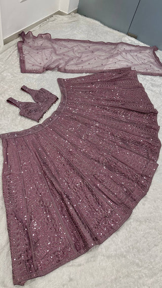 Onion Kasturi Silk Embroidered Lehenga Set ClothsVilla