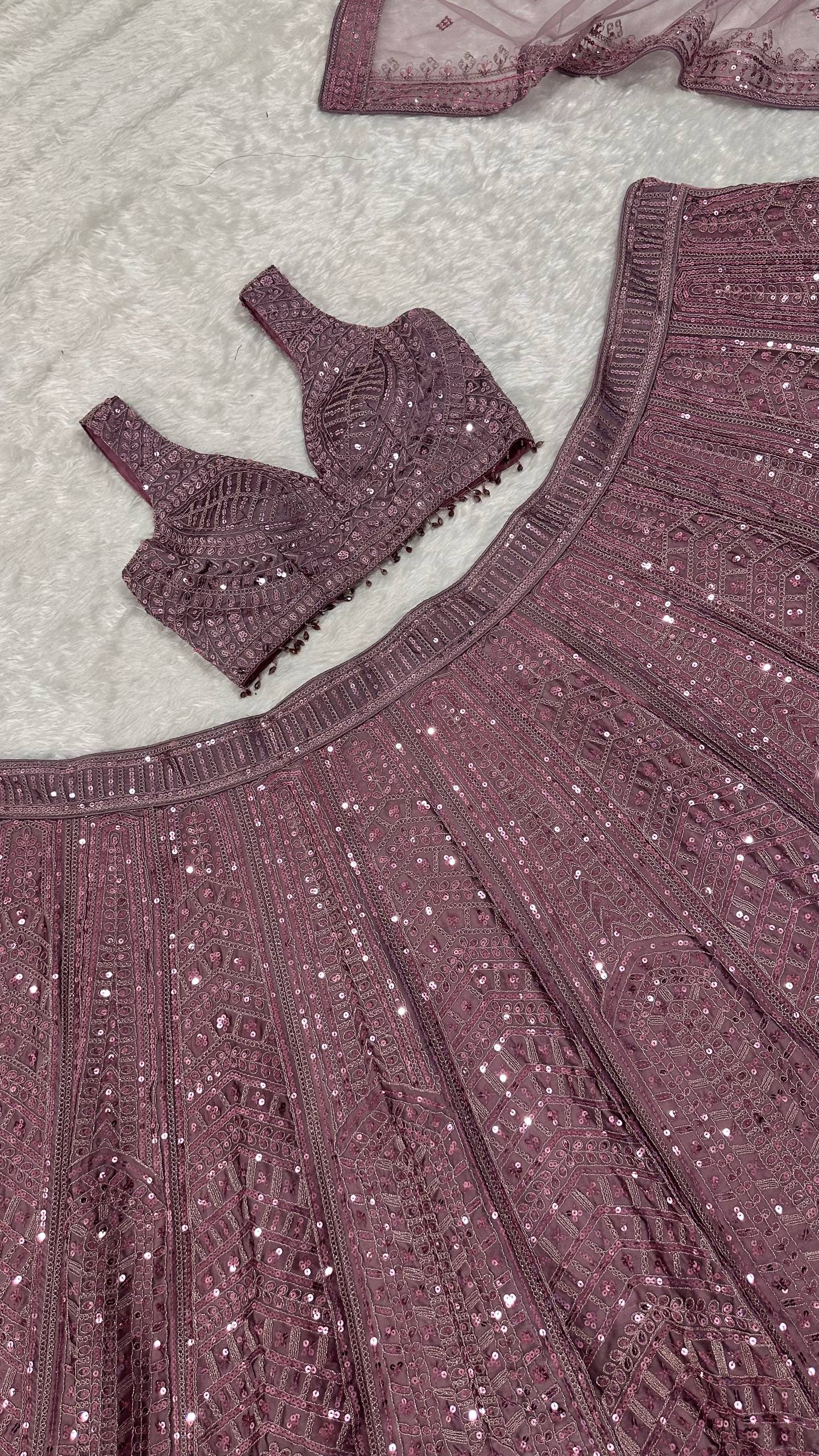 Onion Kasturi Silk Embroidered Lehenga Set ClothsVilla
