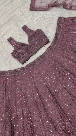 Onion Kasturi Silk Embroidered Lehenga Set ClothsVilla