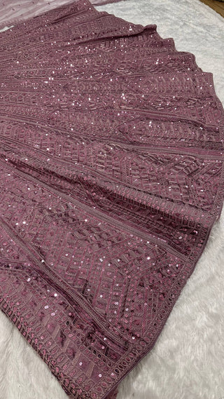 Onion Kasturi Silk Embroidered Lehenga Set ClothsVilla