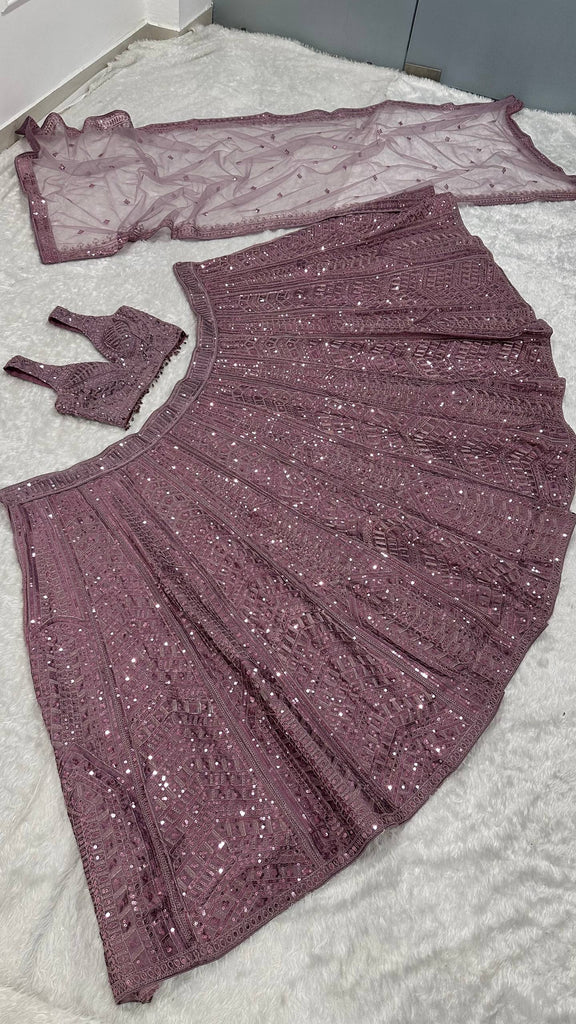 Onion Kasturi Silk Embroidered Lehenga Set ClothsVilla