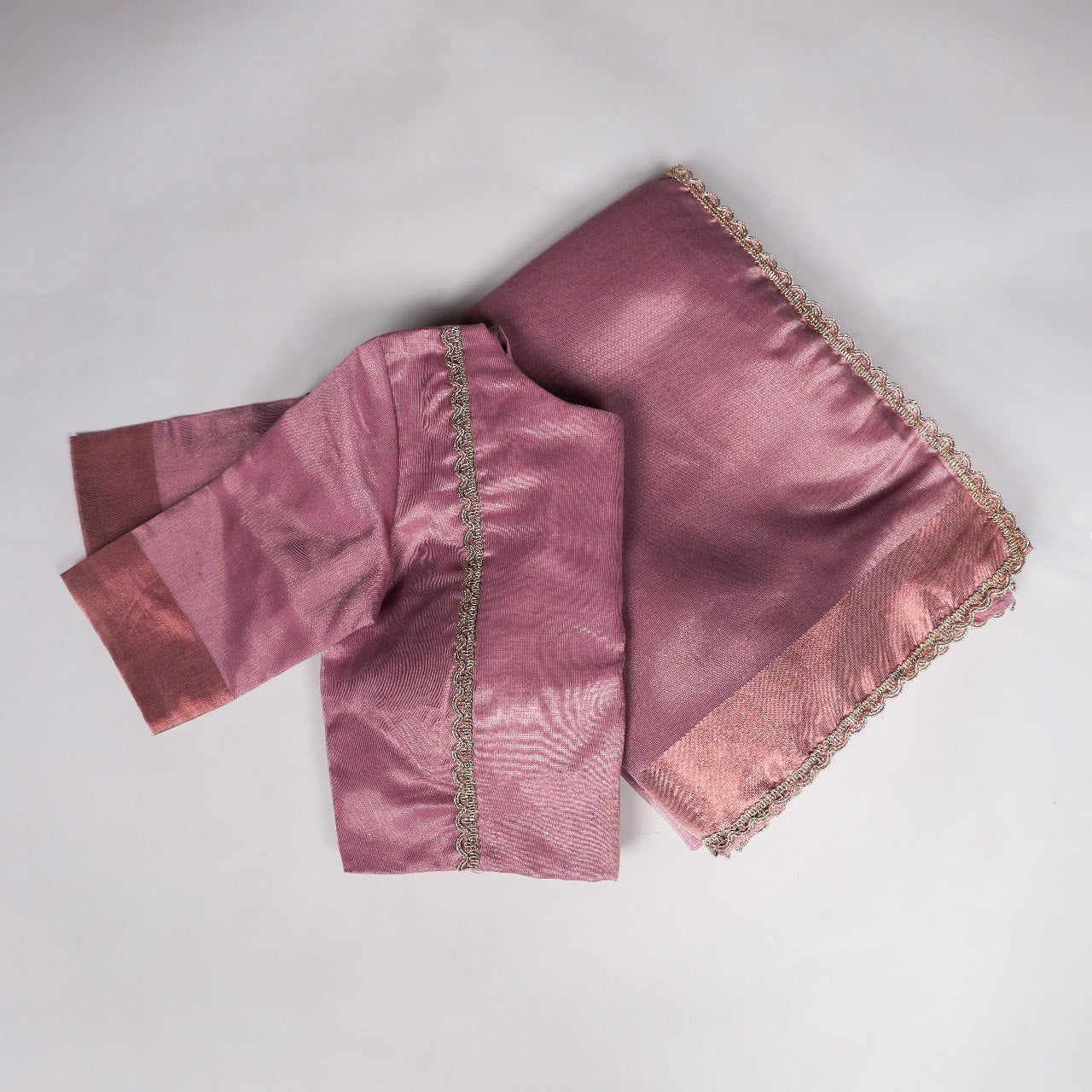 Onion Mannat Silk Saree with Zari Weaving & Lace Border ClothsVilla