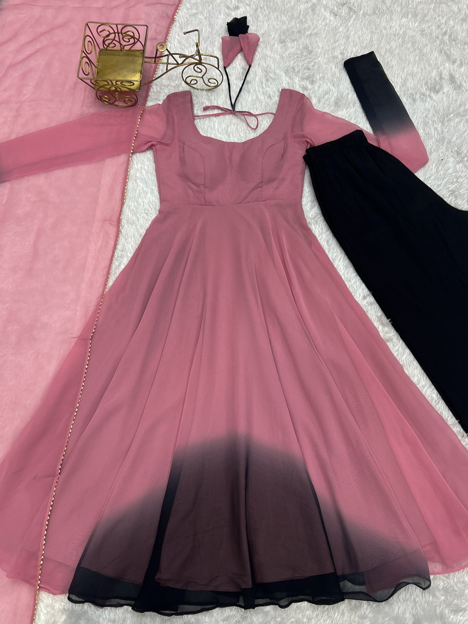 Onion Pink Elegant Colorful Fox Georgette Anarkali Set – Perfect for Festive & Wedding Wear ClothsVilla