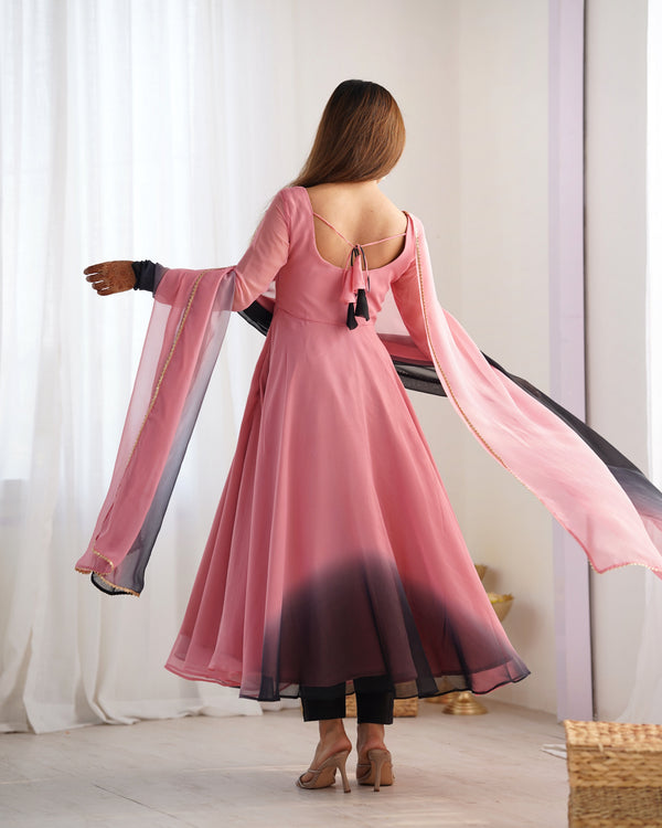 Onion Pink Elegant Colorful Fox Georgette Anarkali Set – Perfect for Festive & Wedding Wear ClothsVilla