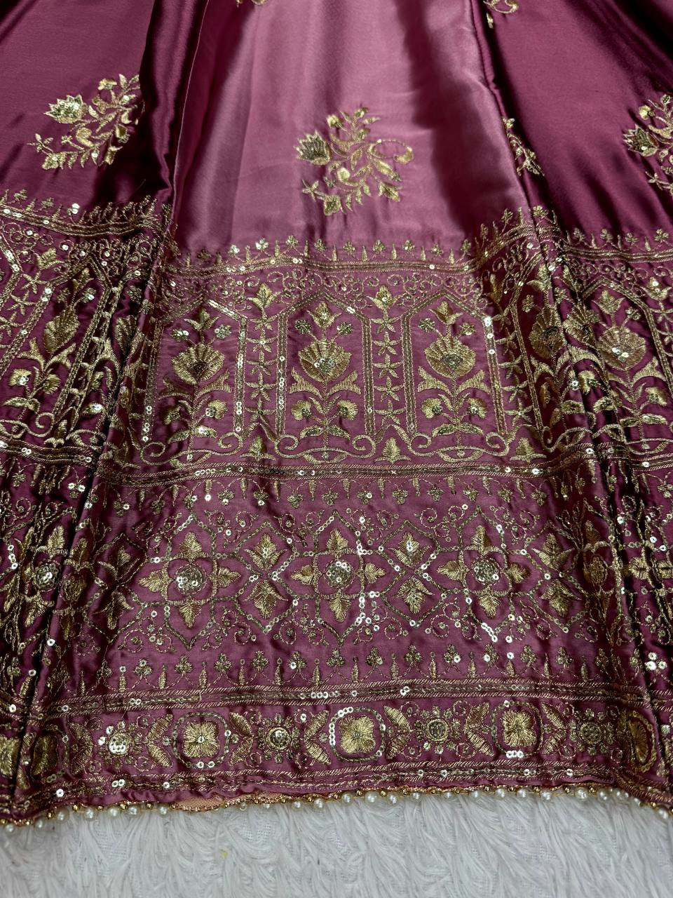 Onion Pink Japan Satin Anarkali with Sequins Work & Butterfly Net Dupatta ClothsVilla