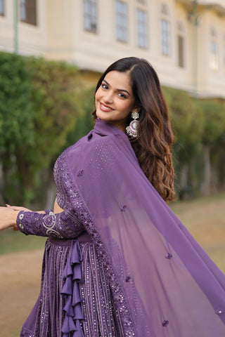Stunning Onion Purple Lehenga Choli Set with Exquisite Sequin Work ClothsVilla